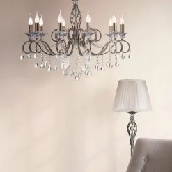 Maytoni lysekrone Grace antikk messing metall/glass 10 lyskilder.