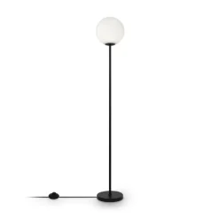 Maytoni Ring gulvlampe med glassskjerm, svart