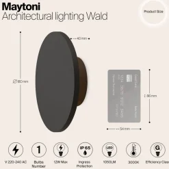 Maytoni Wald utendørs LED-vegglampe, 3000K, grafitt