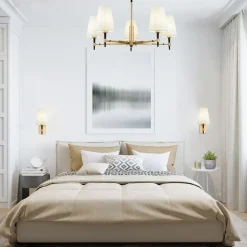 Maytoni Zaragoza lysekrone 5 lyskilder tekstilskj