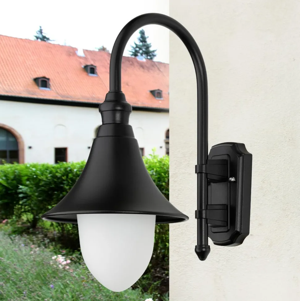 Miranda utendørs vegglampe, svart