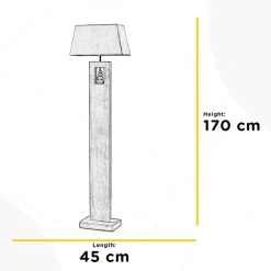 Miriel gulvlampe, høyde 170 cm, tekstil, tre