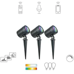Müller Licht LED-spotlight utendørs, fargetone Flores, sett med 3 stk