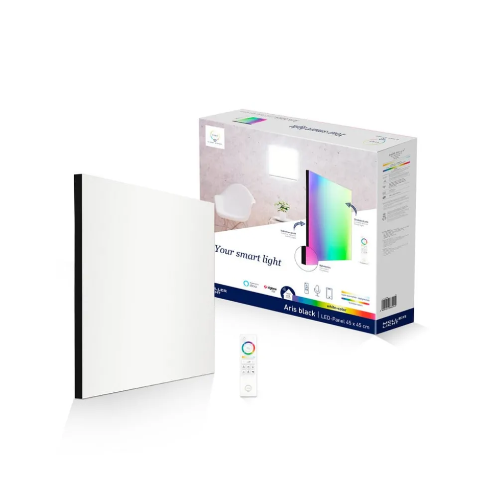 Müller Licht tint Aris LED-panel 45x45 cm, svart