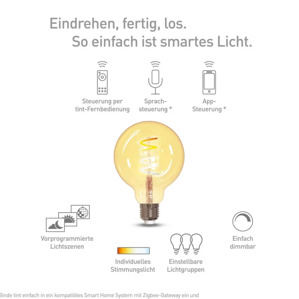Müller Licht tint LED-globepære G95 E27 5,5W gull