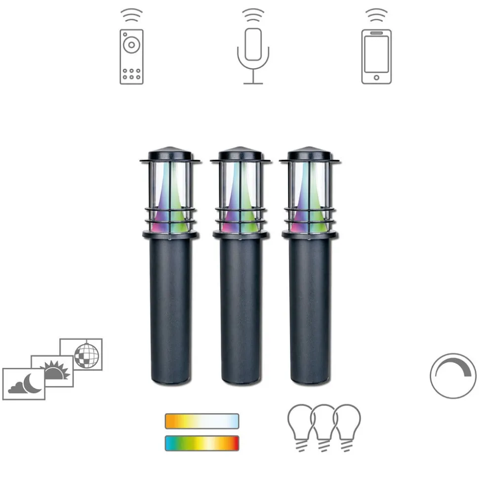 Müller Licht tint Petunia LED-gatelampe sett med 3 stk