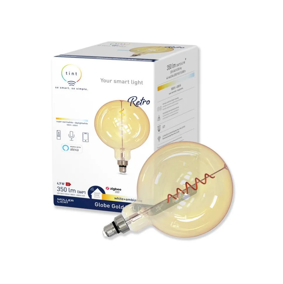 Müller Licht tint white LED-globe E27 4,9 W gull