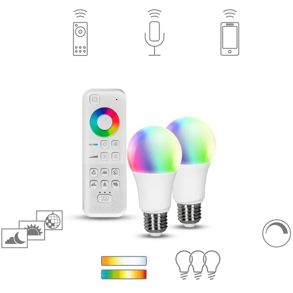 Müller Licht tint white+color sett 2xE27+styring