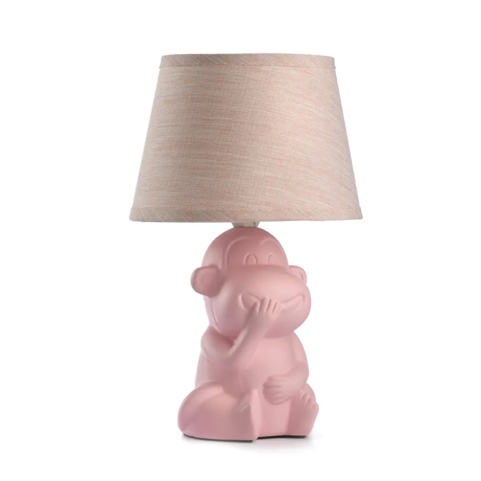 Monkey bordlampe, rosa, keramikk, 28 cm høy, E14