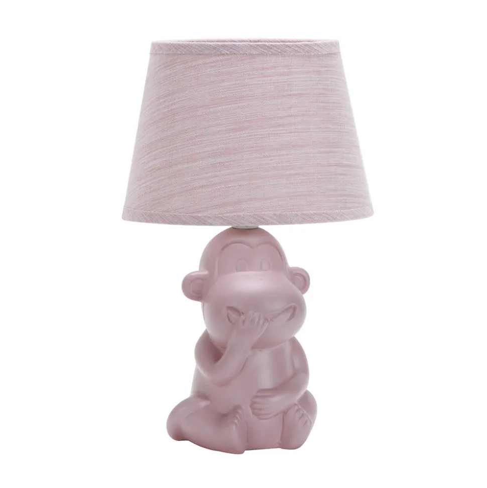 Monkey bordlampe, rosa, keramikk, 28 cm høy, E14