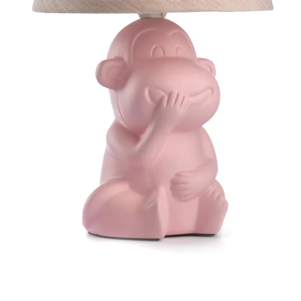 Monkey bordlampe, rosa, keramikk, 28 cm høy, E14