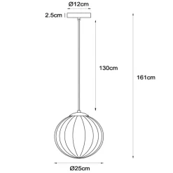 Monsaraz pendellampe, Ø 25 cm, ravfarget Glass, 1 lyskilde