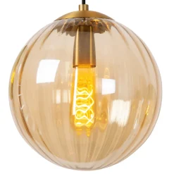 Monsaraz pendellampe, Ø 25 cm, ravfarget Glass, 1 lyskilde