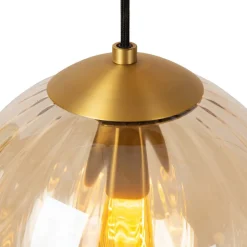 Monsaraz pendellampe, Ø 25 cm, ravfarget Glass, 1 lyskilde