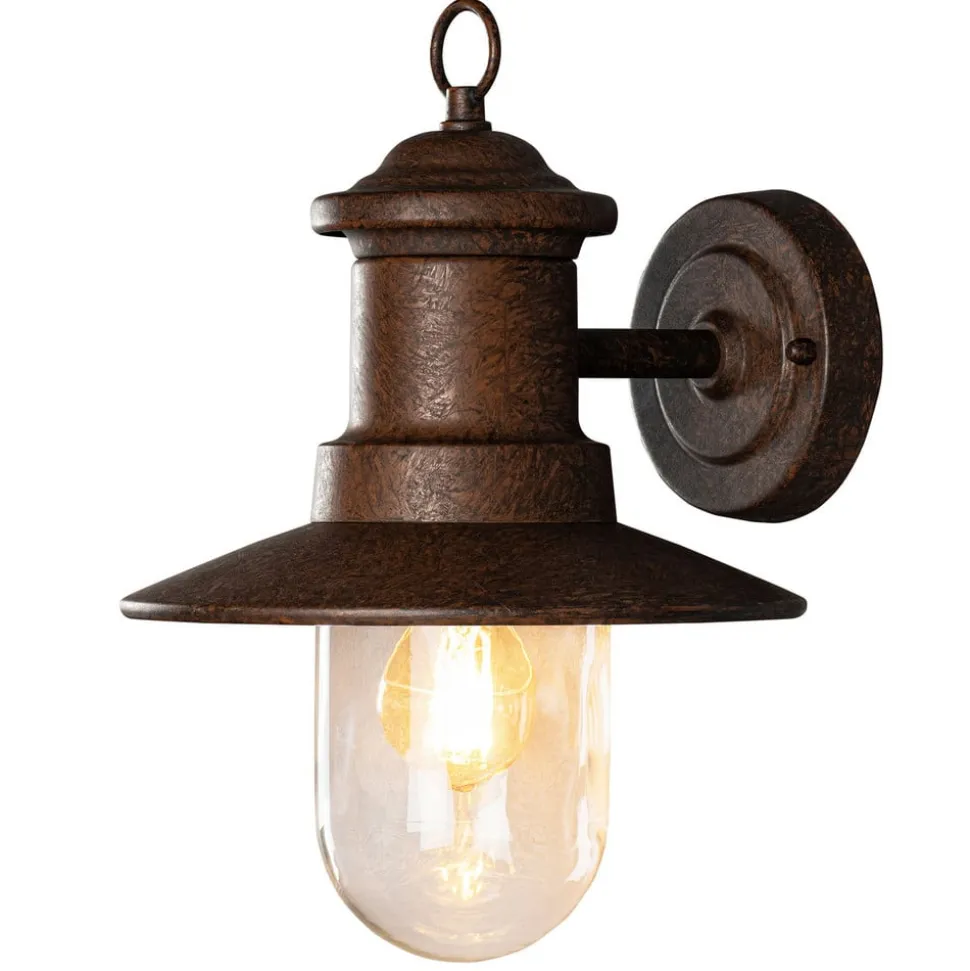 Napoli utendørs vegglampe, rustbrun