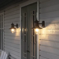 Napoli utendørs vegglampe, rustbrun