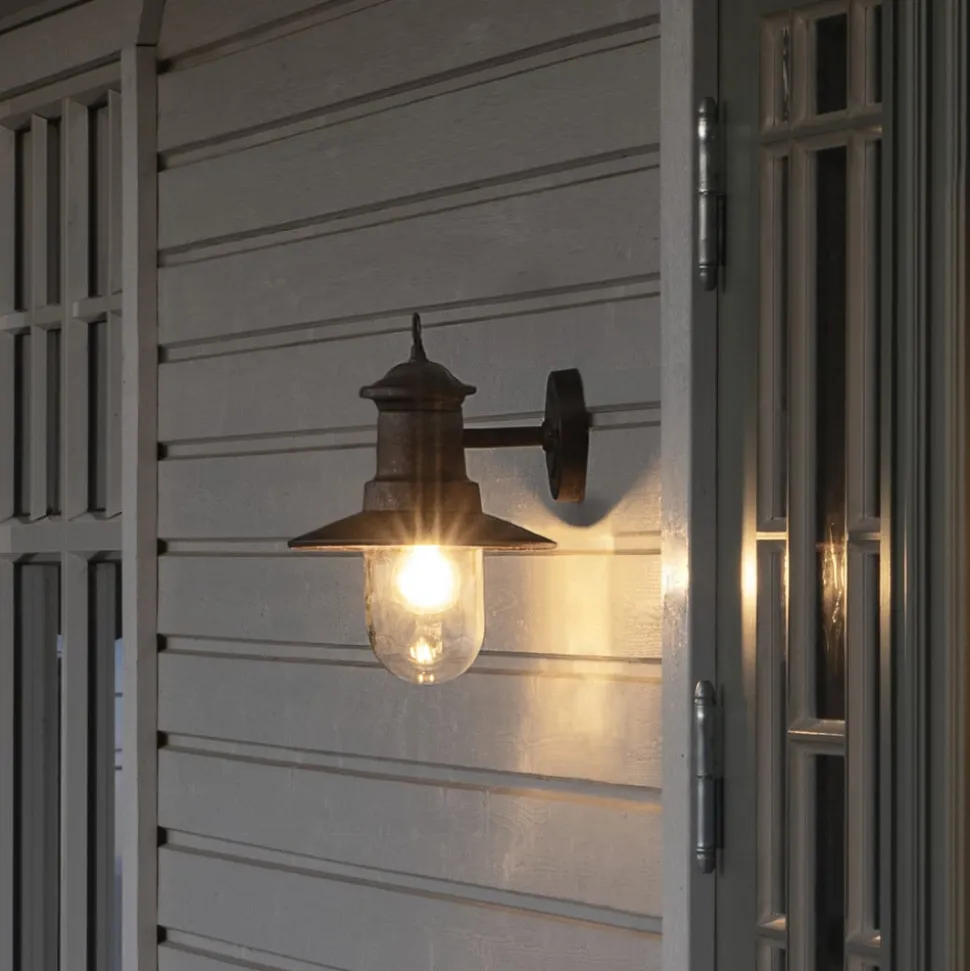 Napoli utendørs vegglampe, rustbrun