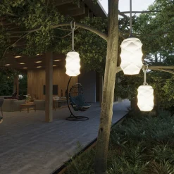 Newgarden Bita utendørs LED-hengelampe, hvit/brun