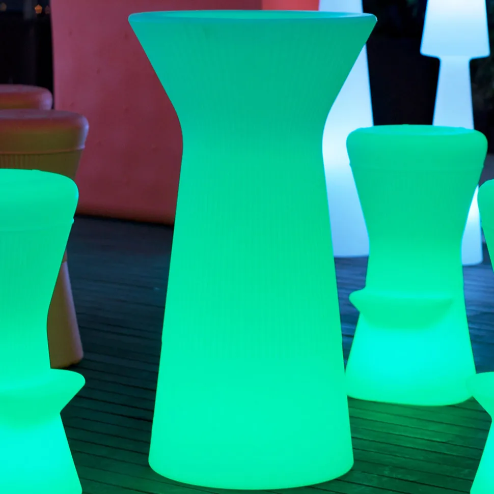 Newgarden Capri LED batteridrevet barbord, RGBW, 110 cm høyt, hvit