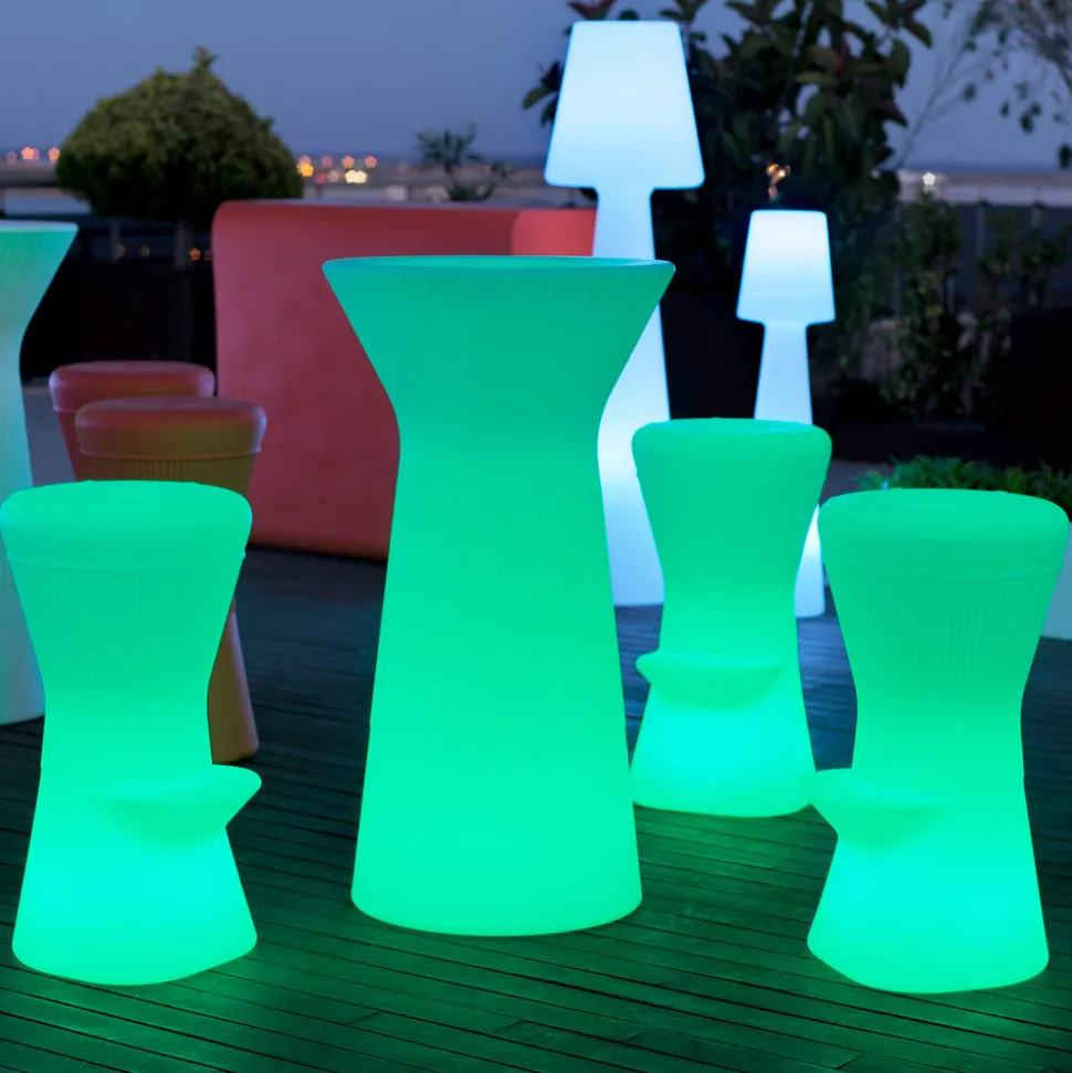 Newgarden Capri LED batteridrevet barbord, RGBW, 110 cm høyt, hvit