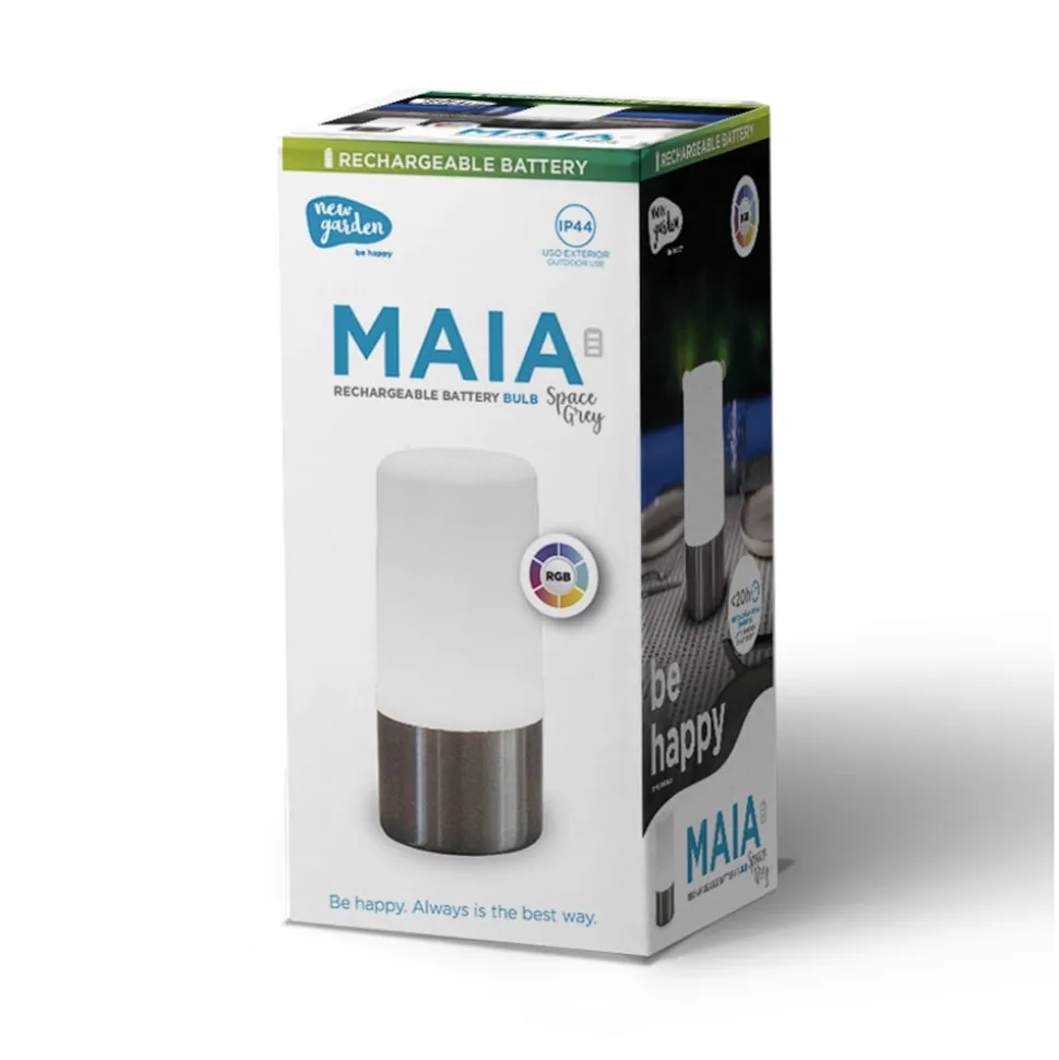 Newgarden LED-bordlampe Maia, grå, IP54, RGBW