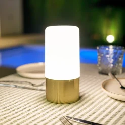 Newgarden LED-bordlampe Maia messingfarget IP54 RGBW