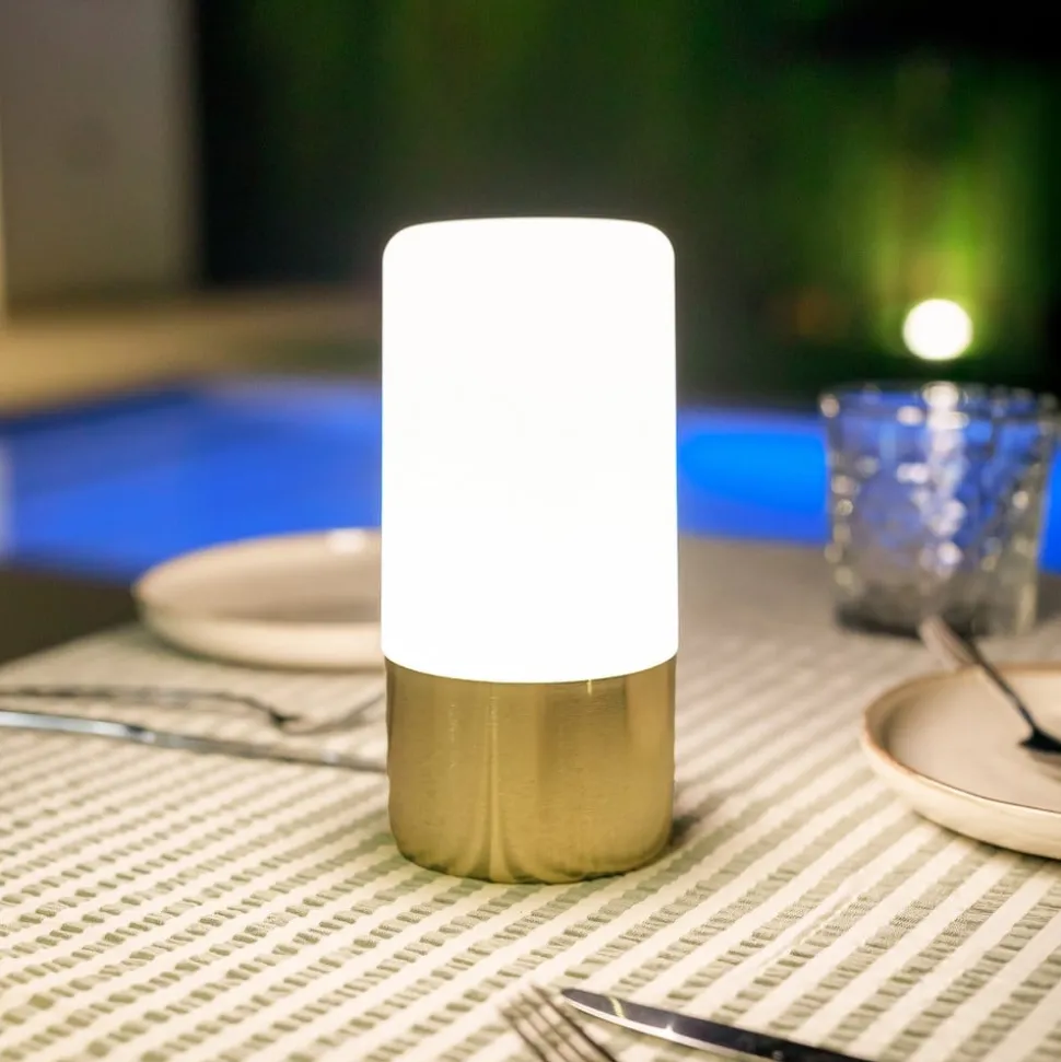 Newgarden LED-bordlampe Maia messingfarget IP54 RGBW