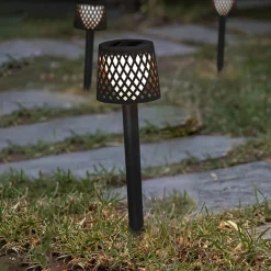 Newgarden LED-solcellelampe Gretita, svart, jordspyd, 4 stk