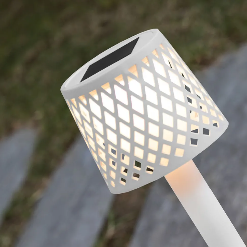 Newgarden LED-solcellelampe Gretita, hvit, jordspyd, sett med 4 stk