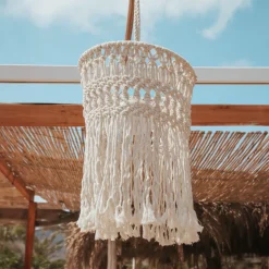 Newgarden oppladbar hengelampe Mykonos, hvit, bomull