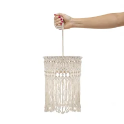 Newgarden oppladbar hengelampe Mykonos, hvit, bomull