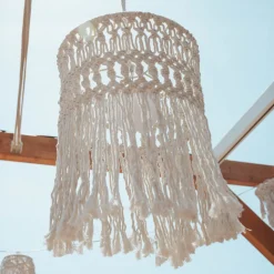 Newgarden oppladbar hengelampe Mykonos, hvit, bomull