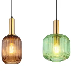 Normy pendellampe, lengde 115 cm, farget, glass, 4 lyskilder.