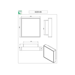 Oban vegglampe, 30 cm x 30 cm, sensor, 2 x E27, hvit, IP65