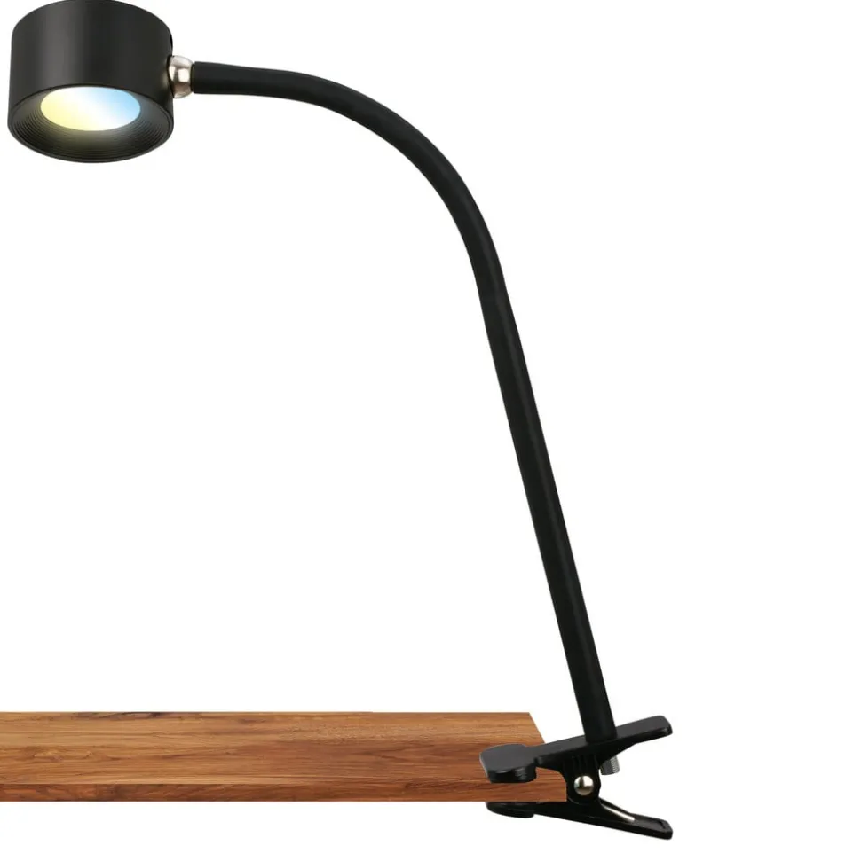 Oppladbar klemmelampe Tari, svart, CCT, berøringsdimmer, USB