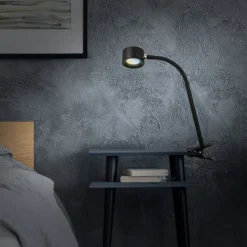 Oppladbar klemmelampe Tari, svart, CCT, berøringsdimmer, USB