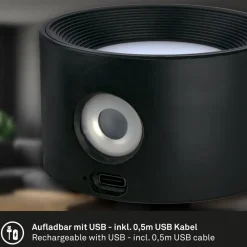 Oppladbar klemmelampe Tari, svart, CCT, berøringsdimmer, USB