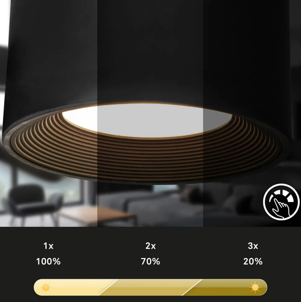 Oppladbar klemmelampe Tari, svart, CCT, berøringsdimmer, USB