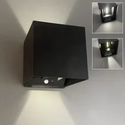 Oppladbar LED-vegglampe Magnetics, svart, 120°, opp/ned, sensor