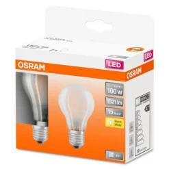OSRAM Classic A LED-pære E27 11W 2 700K matt 2stk