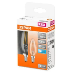 OSRAM Classic B LED-pære E14 4 W 4 000 K klar 2-er