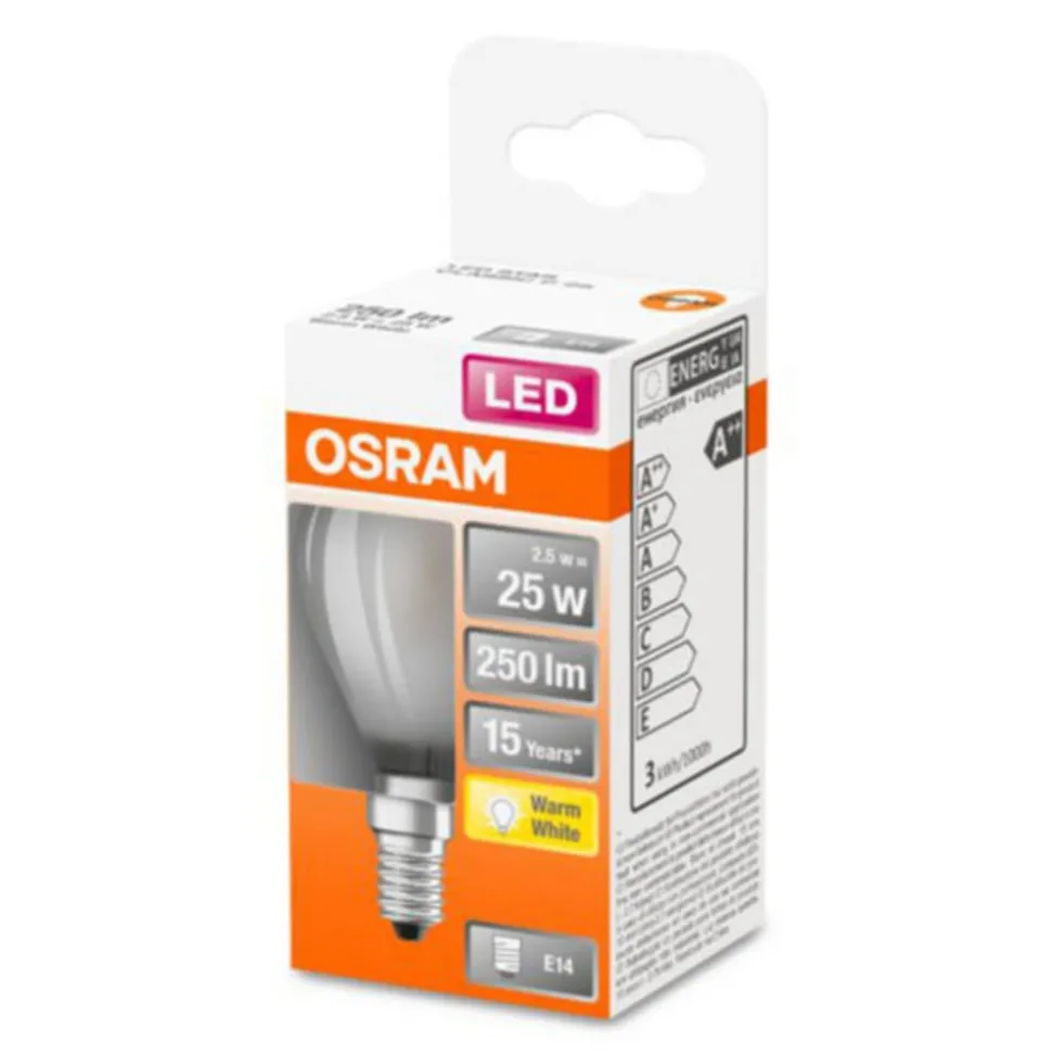 OSRAM Classic P LED-pære E14 2,5W 2 700 K matt