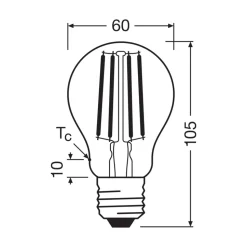 OSRAM LED tradisjonell glødepære E27 7,2W filament 2 700K 1521lm 2-pk