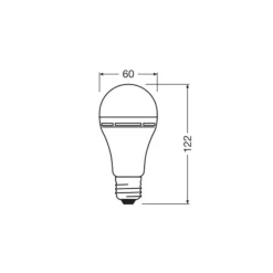 OSRAM tradisjonell LED-pære E27 8W matt 2700K oppladbart batteri nødlys