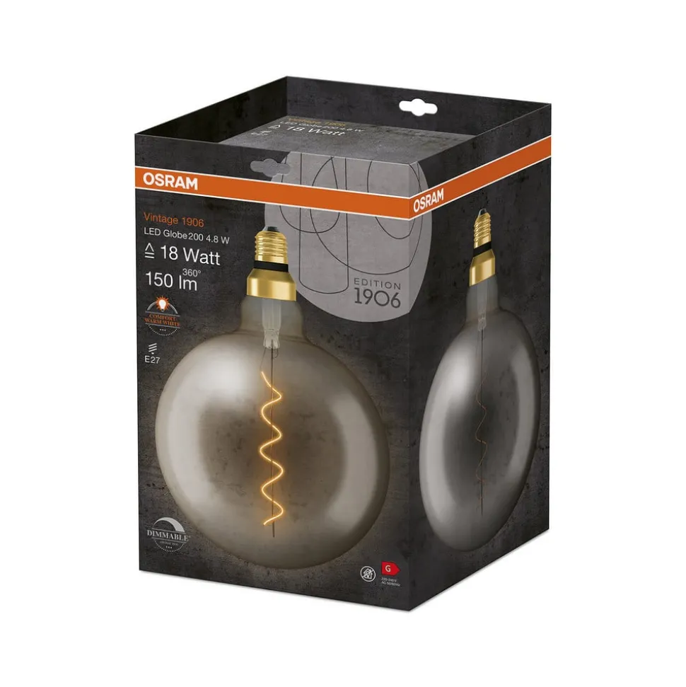 OSRAM Vintage 1906 globe G200 E27 4,8W røyk dim