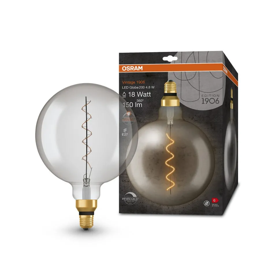 OSRAM Vintage 1906 globe G200 E27 4,8W røyk dim