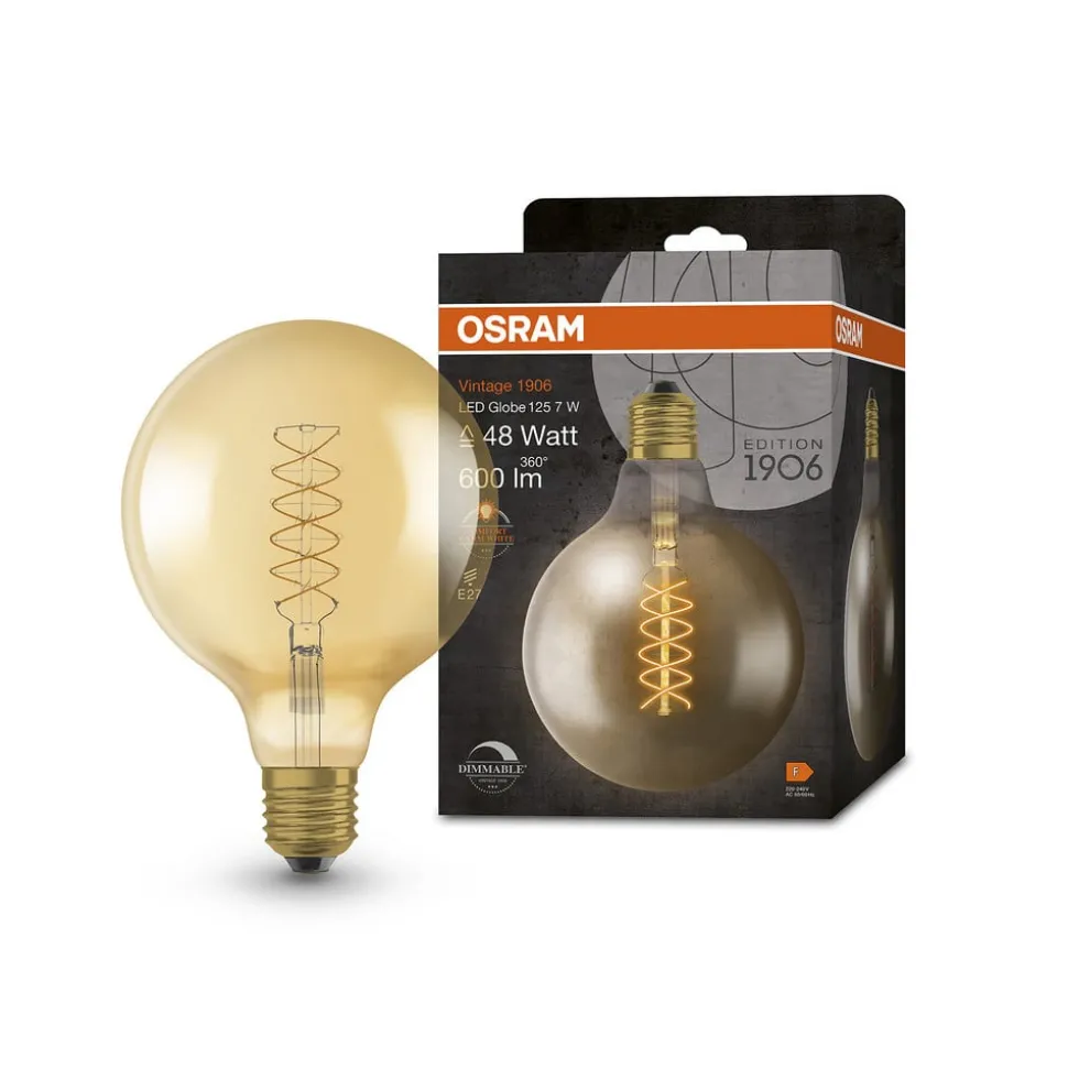 OSRAM Vintage 1906 LED-globe G125 E27 7W gull dim