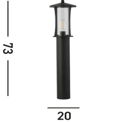 Pagode pullertlampe, IP44, svart, høyde 73 cm, metall