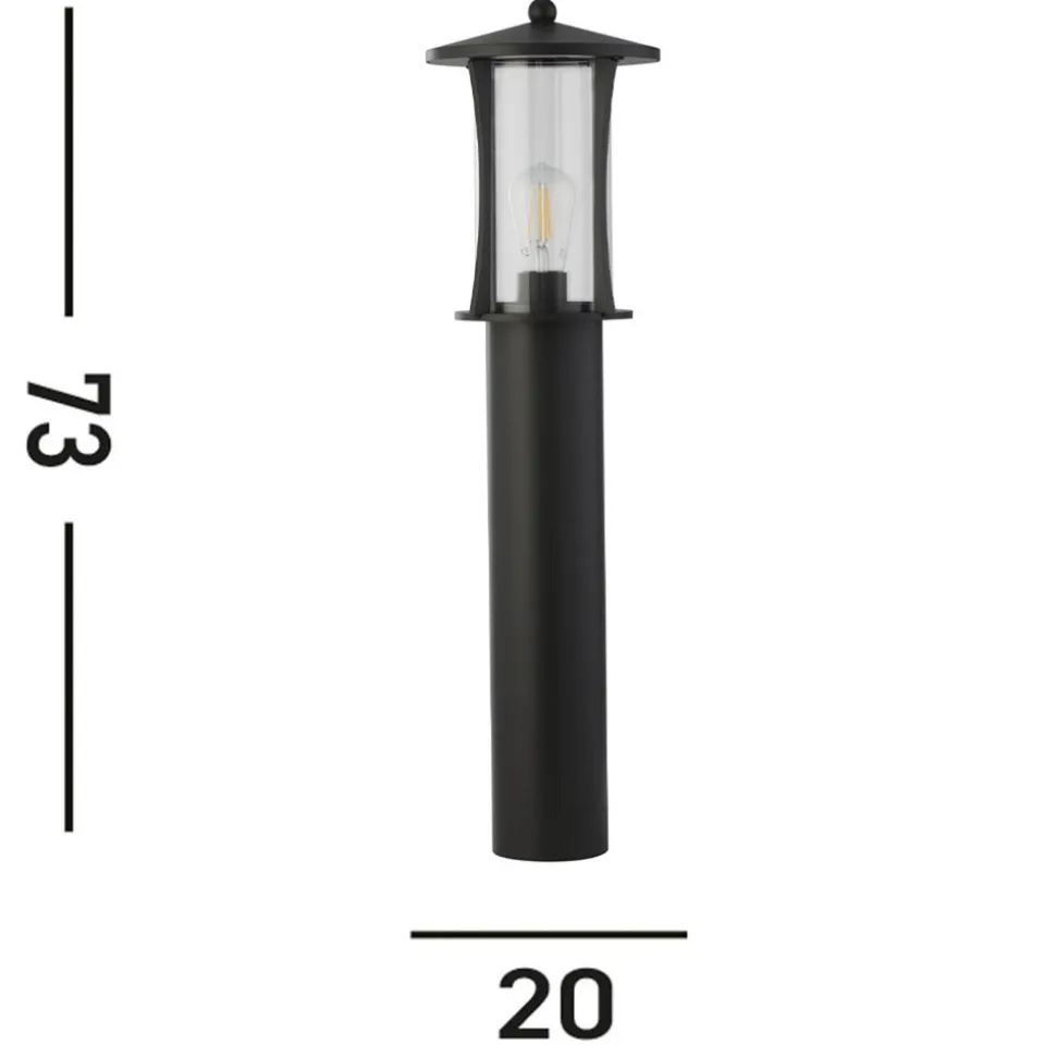 Pagode pullertlampe, IP44, svart, høyde 73 cm, metall