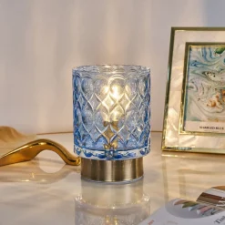 Pauleen Chic Glamour E14-LED batteri blå/messing